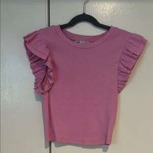 Zara Pink Ruffle Sleeve Top